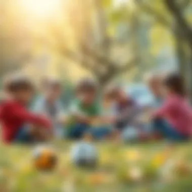 Group of children participating in a collaborative outdoor game