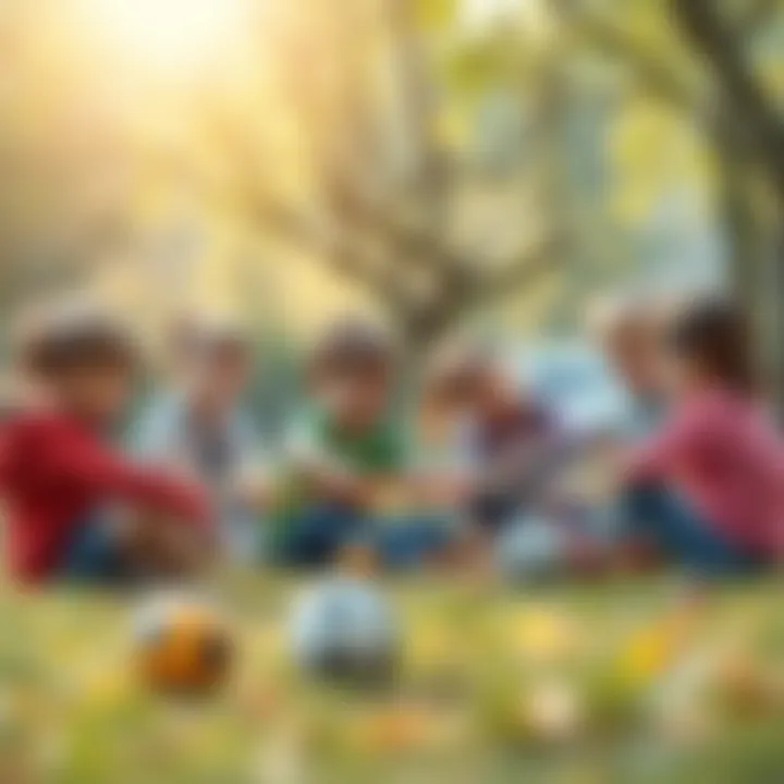 Group of children participating in a collaborative outdoor game