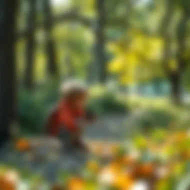 Child exploring nature while playing in the park
