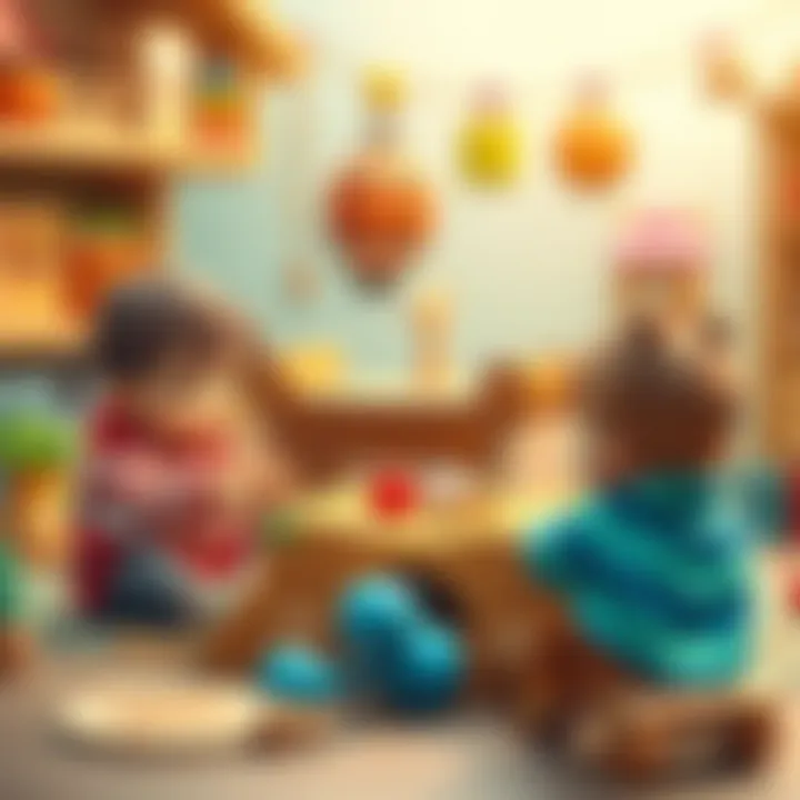 Children engaging in imaginative play with wooden toys