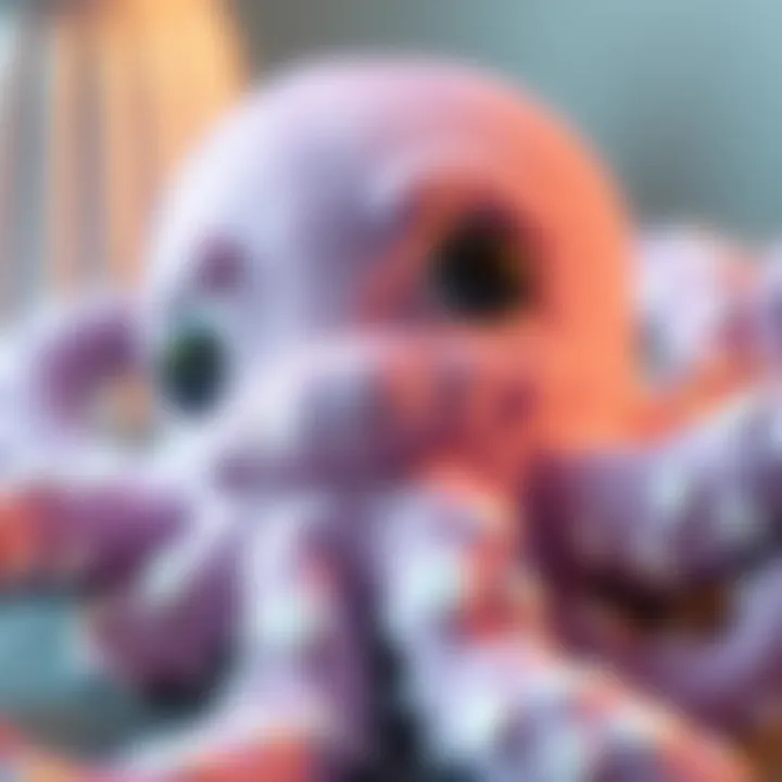 A close-up of an octopus plush toy highlighting its soft texture