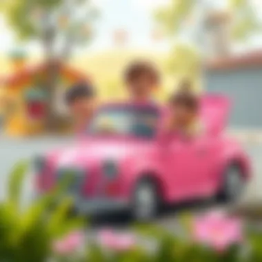 Educational benefits illustrated with kids playing with a pink car