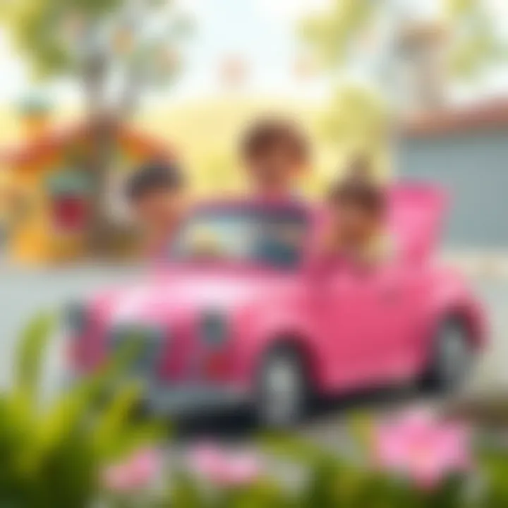 Educational benefits illustrated with kids playing with a pink car