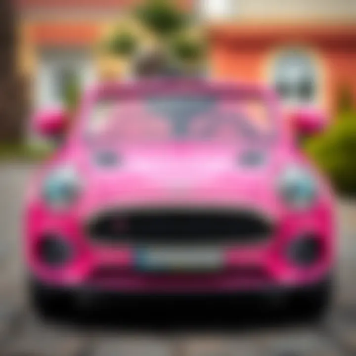 Safety features highlighted in a pink battery-operated car