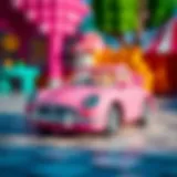 Vibrant pink toy car for children in a playful setting