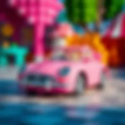 Vibrant pink toy car for children in a playful setting