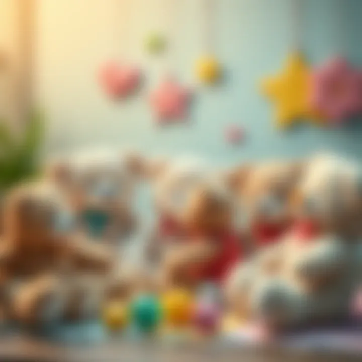 Teddy bears arranged in a play therapy setting, showcasing their role in emotional support