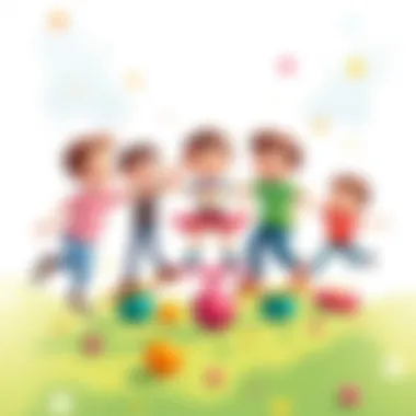 Group of kids playing a balance activity together