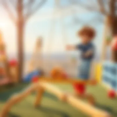 A child practicing balance on a beam