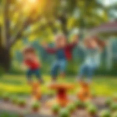 Children engaging in a balance game outdoors