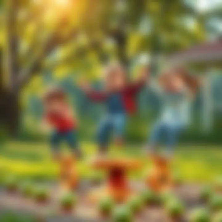 Children engaging in a balance game outdoors