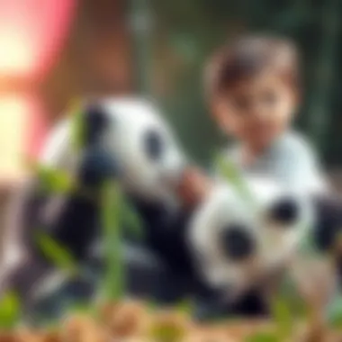 Child engaging with a bamboo panda, enhancing development