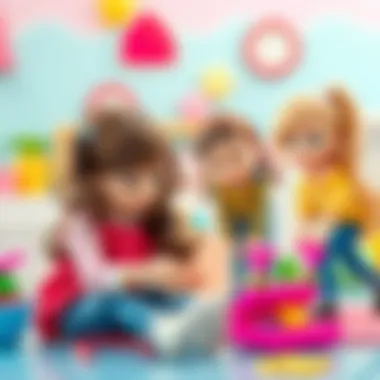 Children engaging in imaginative play with Barbie