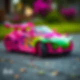 Barbie Extra Car showcasing vibrant colors and unique design.