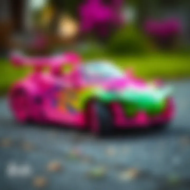 Barbie Extra Car showcasing vibrant colors and unique design.