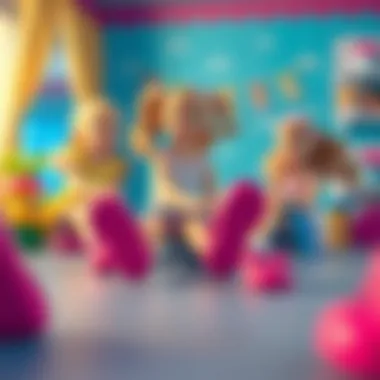 Children playing with Barbie shoes, enhancing creativity