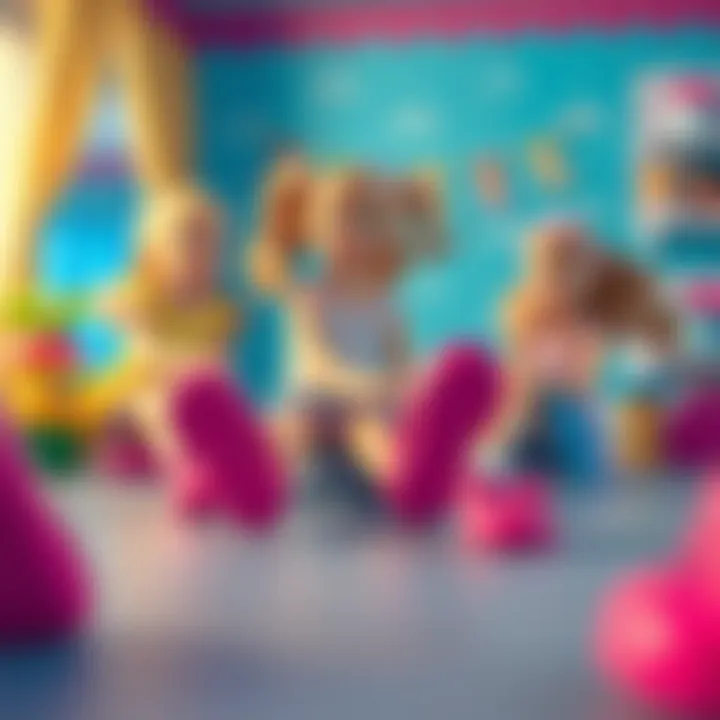 Children playing with Barbie shoes, enhancing creativity