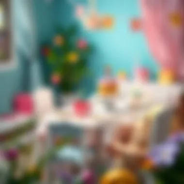 Whimsical table setting for a child's birthday party