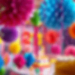 Colorful paper decorations for a first birthday celebration