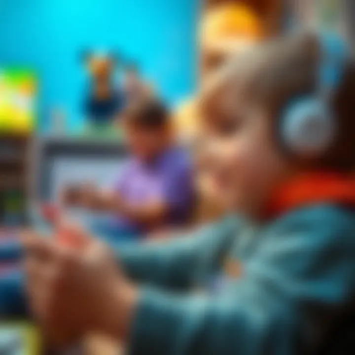 A child engaging with a Bluetooth controller during a gaming session.