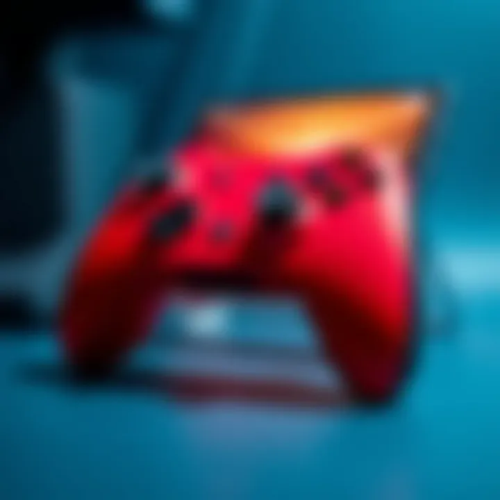 A close-up of a Bluetooth controller showcasing its ergonomic design.