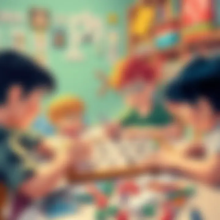 Children engaged in solving crossword puzzles, showcasing collaboration and learning.