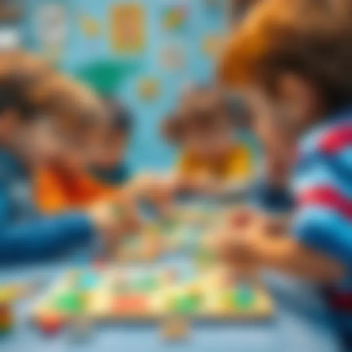 An educational game session with children solving different types of puzzles, highlighting interactive learning.