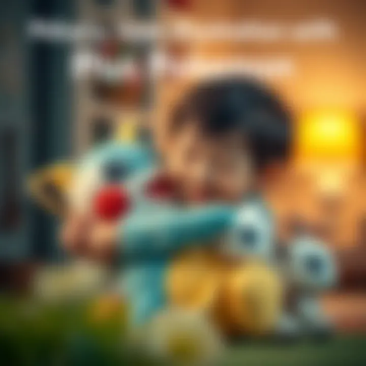 A child joyfully hugging a plush Pokémon, illustrating the bond between kids and their soft toys.