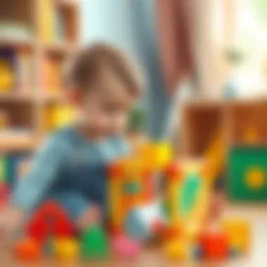 Child interacting with educational cube toy