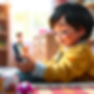 Child Interaction with Learning App Child interacting with a learning app