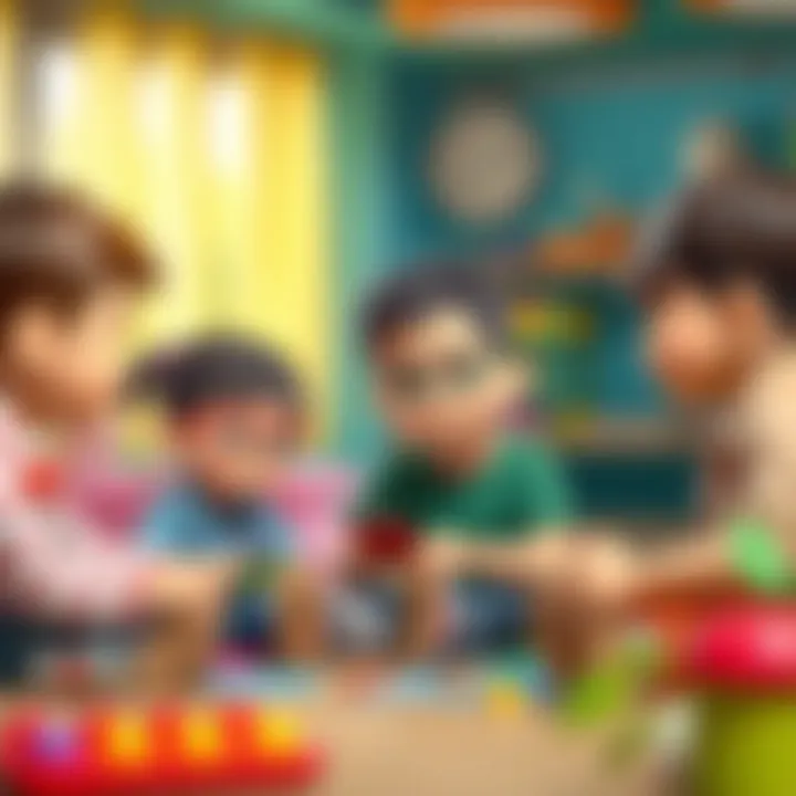 Child practicing social skills in a group setting