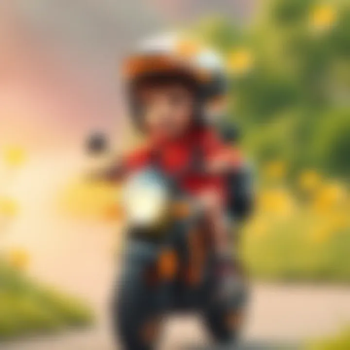 Child riding an electric motorcycle