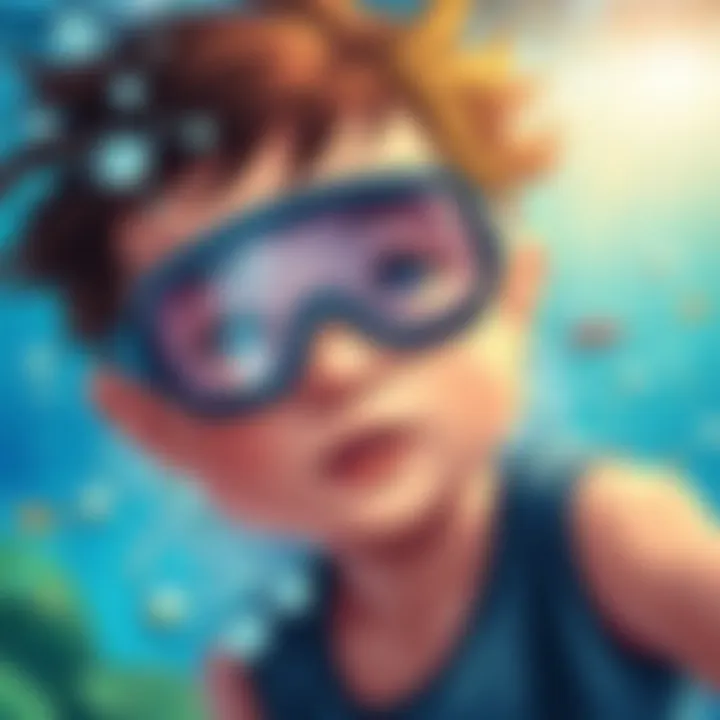 Child enjoying underwater exploration with goggles