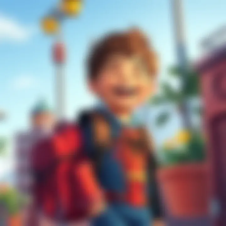 Child happily wearing a Spiderman backpack