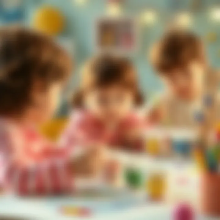 Children engaged in an art project using decorated paper cups