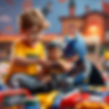 Children engaging with Batman action figures