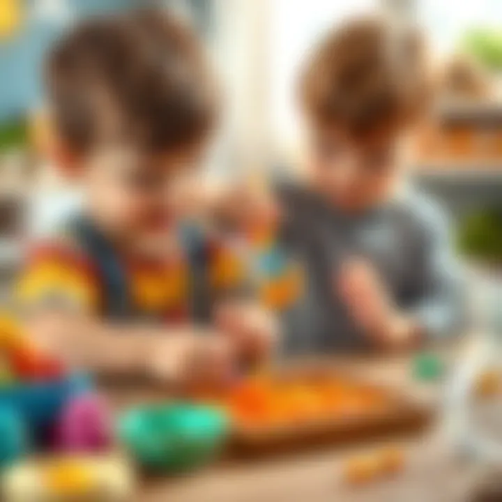 Children engaging in creative play with tongs, enhancing their fine motor skills