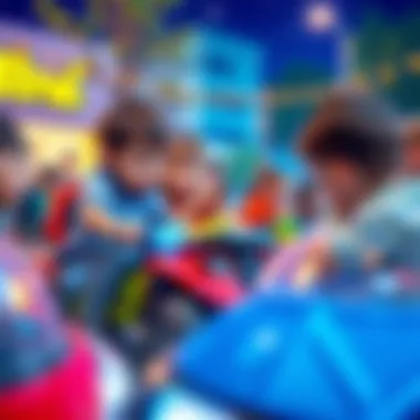 Children interacting while playing with electric vehicles