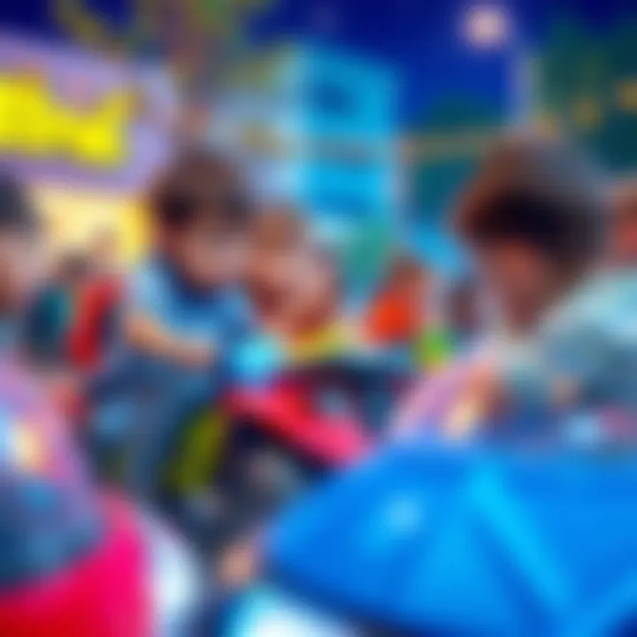 Children interacting while playing with electric vehicles