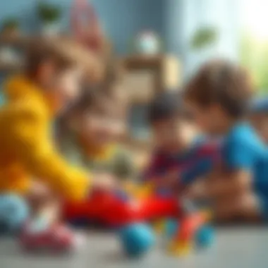 Group of children participating in an interactive communication game