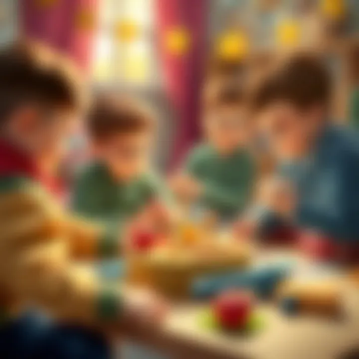 Children engaging with Kral Şakir set during a playful learning session