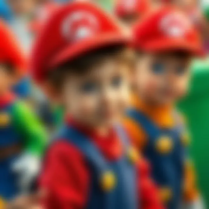 Children enjoying role-play in Super Mario costumes