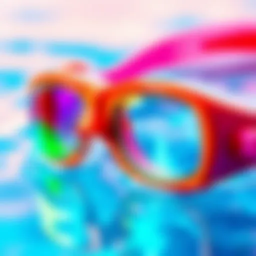 Colorful children's swimming goggles in vibrant colors
