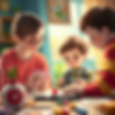 A parent and child exploring creativity with story cards