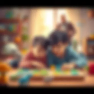 An adult and child collaborating over a puzzle, emphasizing teamwork.