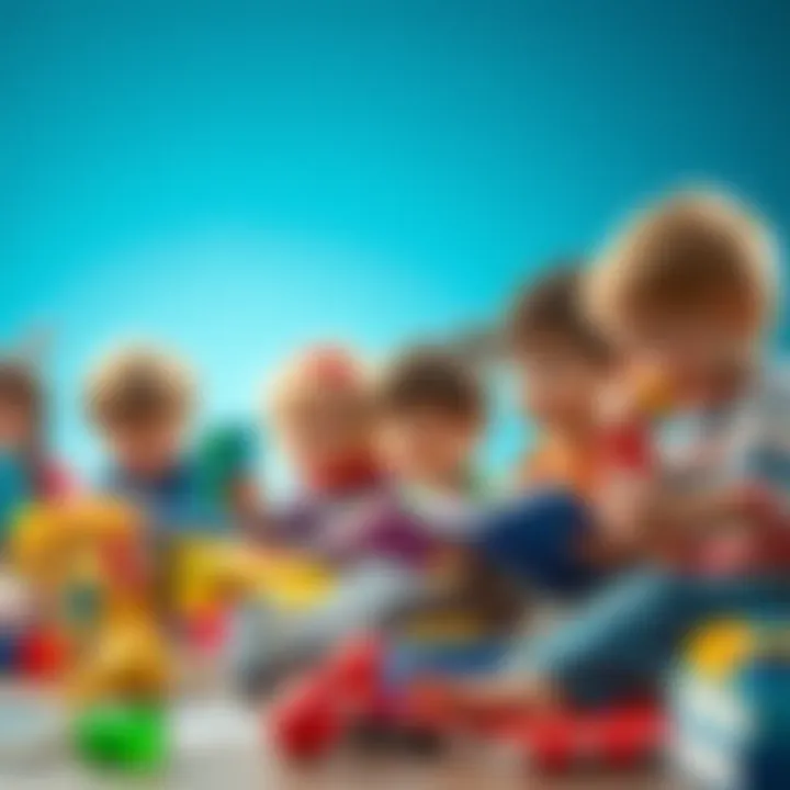 A group of children exploring various educational materials