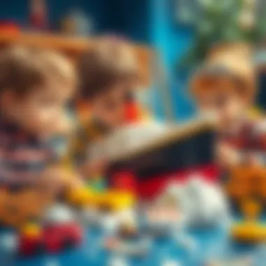 Children engaged in play with the Titanic toy, exploring its features