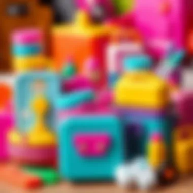 Colorful components of the Barbie travel set