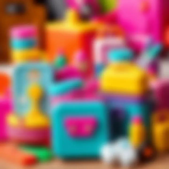 Colorful components of the Barbie travel set