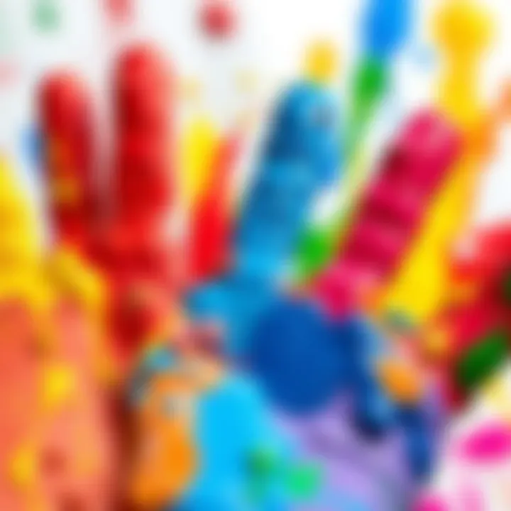 Colorful finger painting artwork created by children